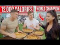 BROTHERS vs WORLD RECORD competitive eater *12,000 calorie challenge*