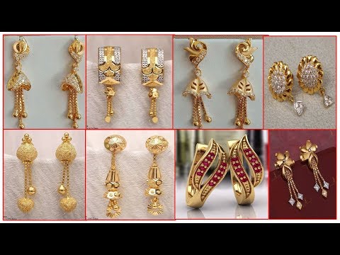 Latest Light Weight Gold Earrings Designs | Gold Jhumka,Hoop Earrings