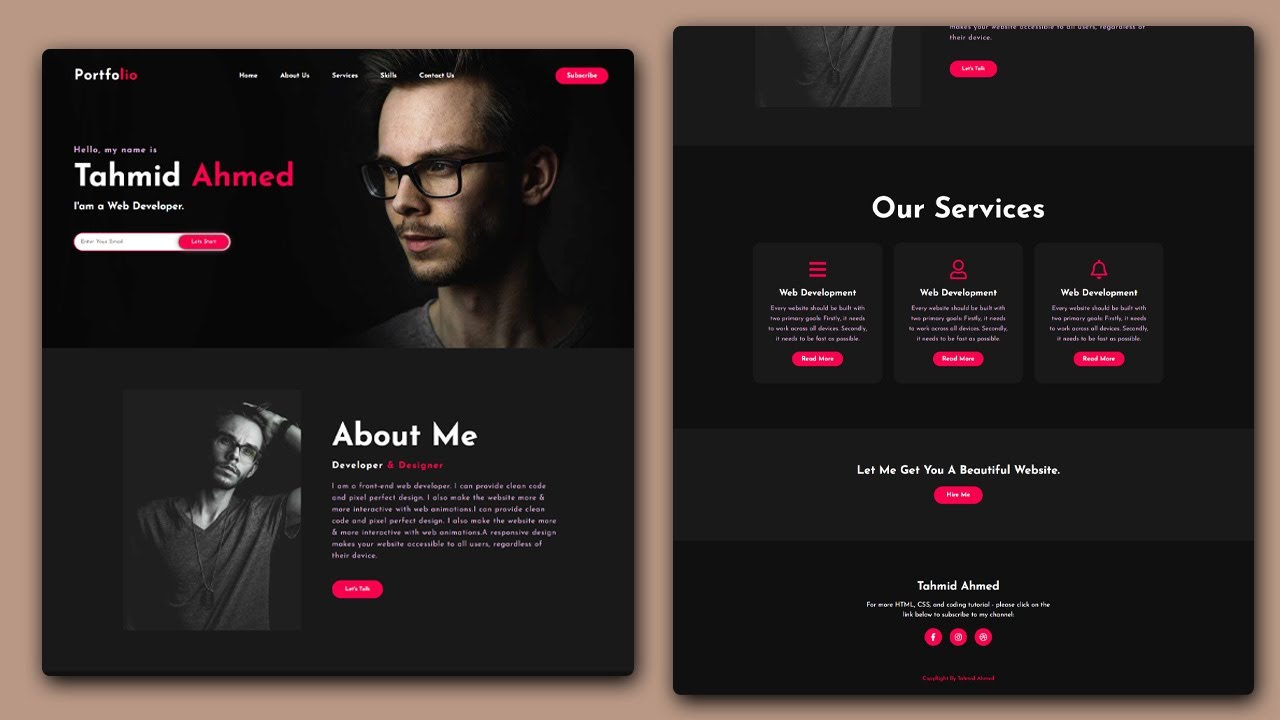 Complete Responsive Portfolio Website Using Html Css Javascript Riset Images And Photos Finder