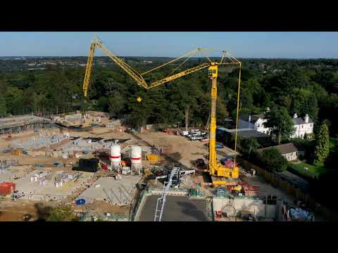 Spierings 7 axle   self erecting mobile tower crane -Timelapse