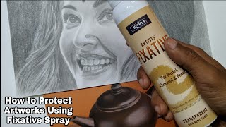 How To Protect Your Pencil/Charcoal Artworks Using Fixative (Arfina Camlin)  Spray With Tips 