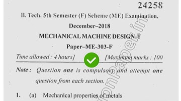 2018 Mdu BTech ME 5th Sem Machanical Machine Design Question Paper