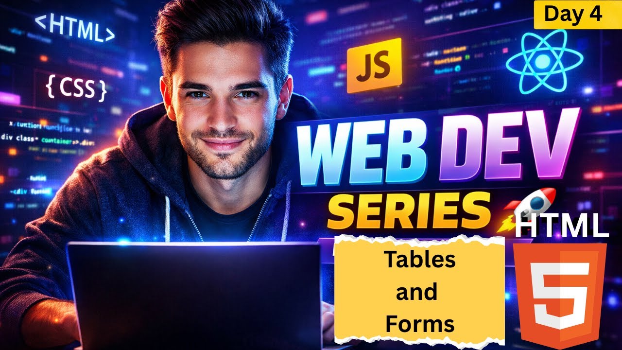 Tables & Forms in HTML |HTML Tutorial Day 4 |  Web Development for Beginners