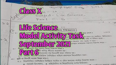 Class X // Life Science //Model Activity Task //September 2021//Part 6