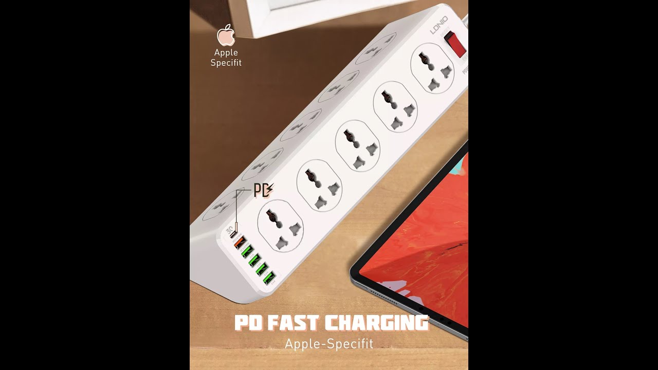 Socket With 10 Outlets 6 Usb Ports – 30w Fast Charging