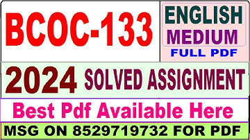 BCOC 133 solved assignment 2023-24 || bcoc 133 solved assignment 2024 in English || bcoc 133 english