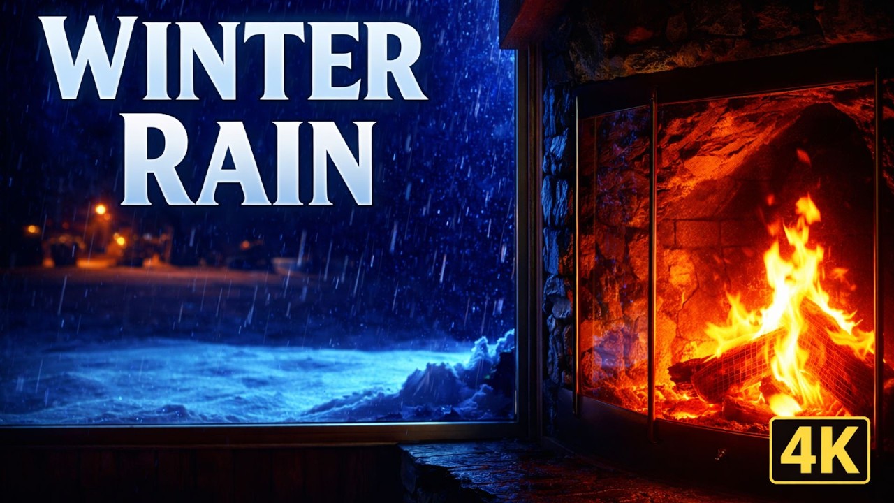 Cozy Cabin Ambience with Fireplace & Heavy Rain for Deep Sleep ️🔥 | 4K ...