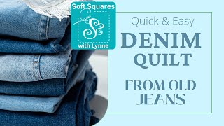 Super fast and easy denim quilt made from old jeans. I used pants from the 80's and 90's in mine. screenshot 4