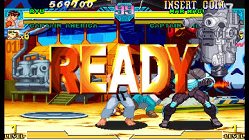 Marvel vs Capcom 1 ( Arcade ) - Ryu / Captain America Playthrough ( June 16, 2017 )