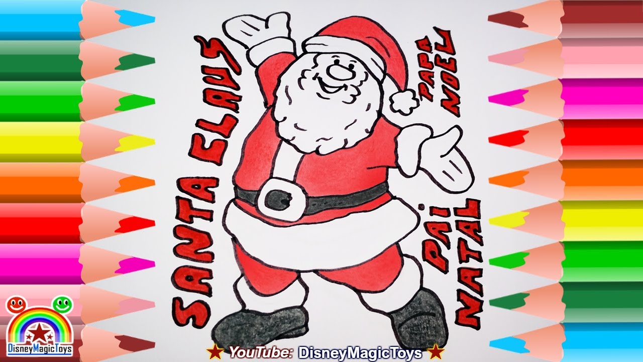 Pintar desenho do Pai Natal (papai noel) Draw paint Santa Claus 