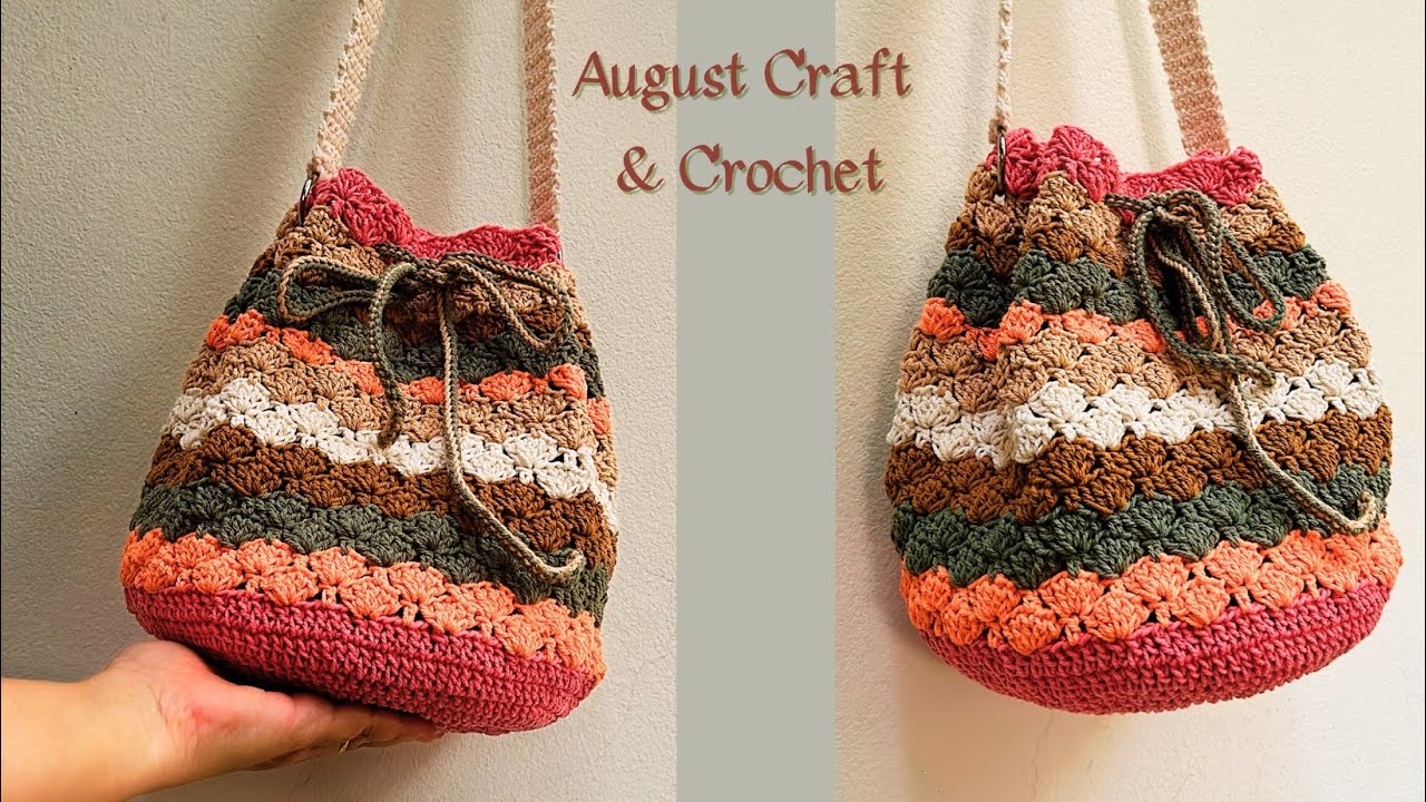 How to Crochet bucket bag. Crochet big shell stitch tote bag. Super easy  with August Craft & Crochet 