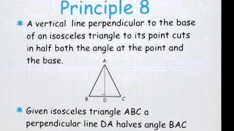 Unit 48 Geo Principle 8- Isosceles triangle altitude bisects base and vertex angle
