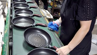 Amazing Non Stick Frying Pan Manufacturing Process. Korean Aluminum Fry Pan Factory
