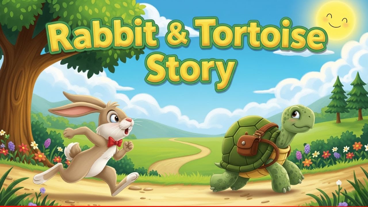 Rabbit 🐰 and Tortoise 🐢 Race Story in English 🏆 English Stories #story ...