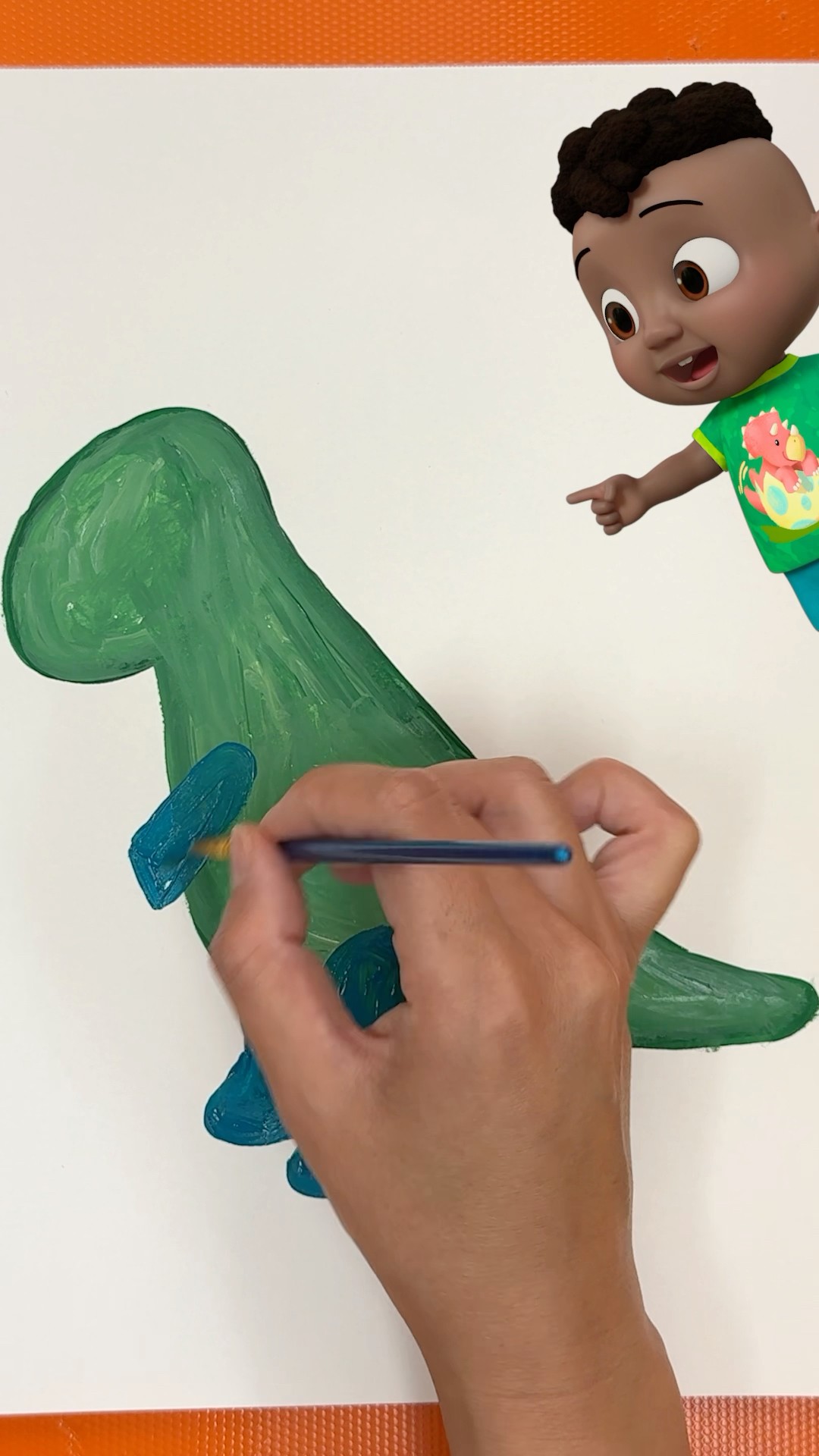 Easy Acrylic Dinosaur Painting?! CoComelon Crafts! #shorts #cocomelon