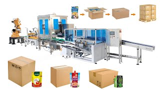 Automatic Delta Robot Case Packing System With Robotic Palletizer