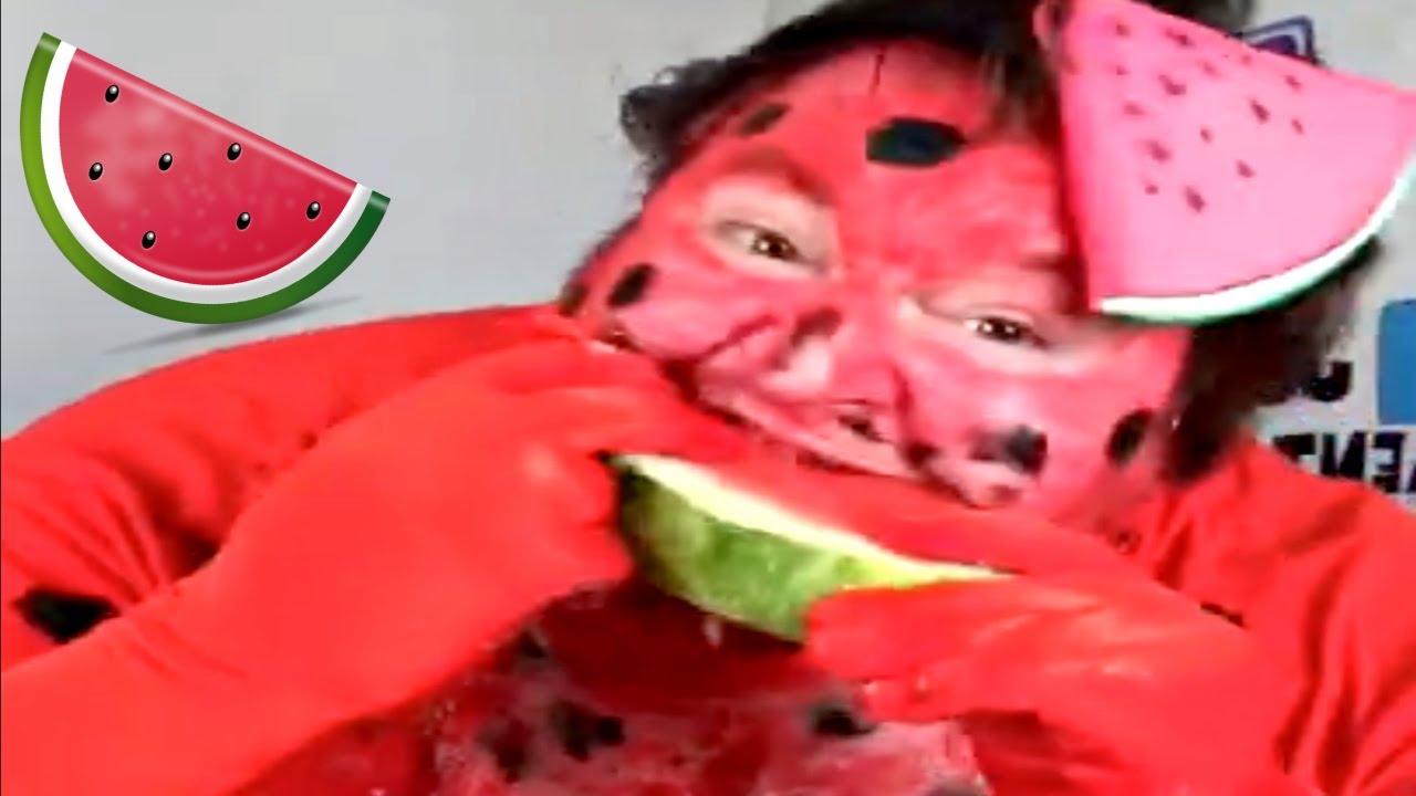 Eating Watermelon Dressed As A Giant Watermelon Youtube