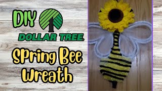 DIY Dollar Tree Spring Bee Wreath #craft #diy #dollartree
