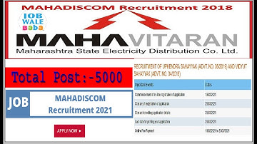 MAHADISCOM Vidyut Sahayak Vacancy 2021 | MAHADISCOM Vidyut Sahayak& Upkendra Sahayak Bharti 2021 |