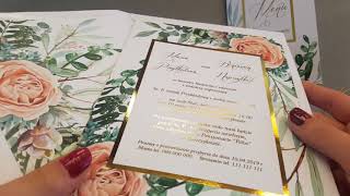 Eleganckie Zaproszenie ze Złotą Grafiką Kwiatową | Zaproszenia Ślubne Złocone | Flores nr 4 video