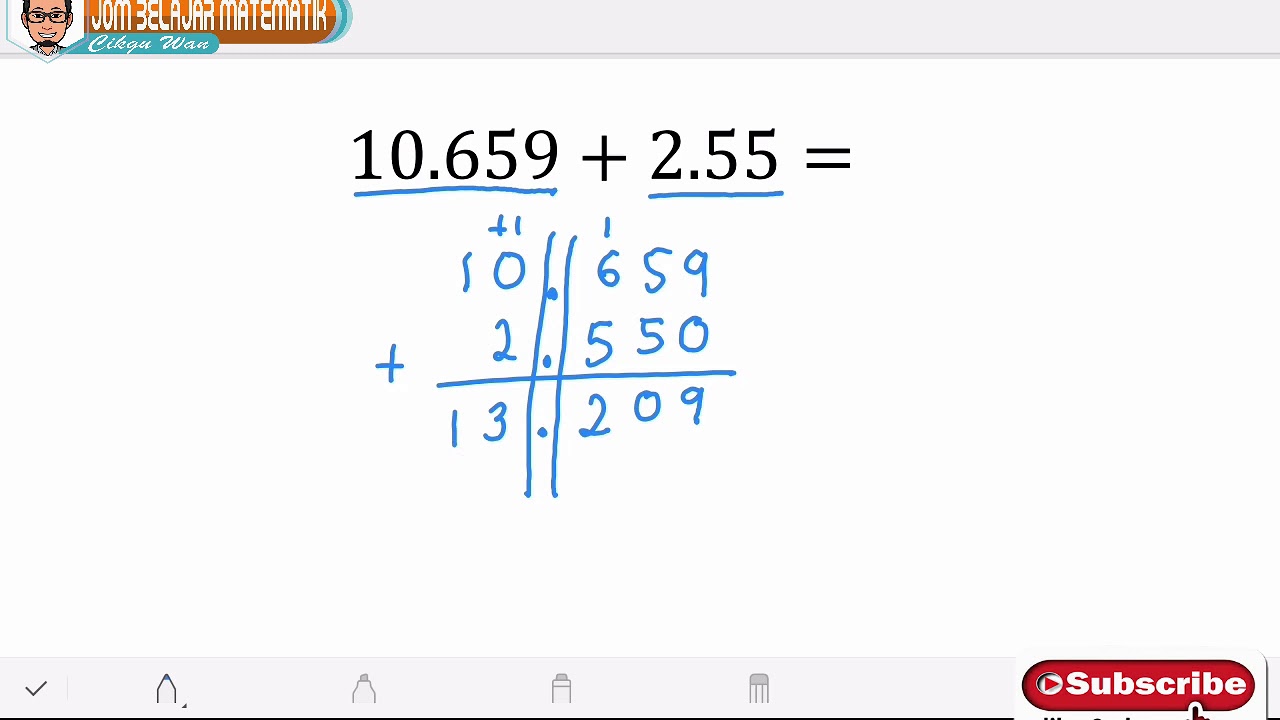 Matematik Tahun 4 Tambah Perpuluhan CW018 - YouTube