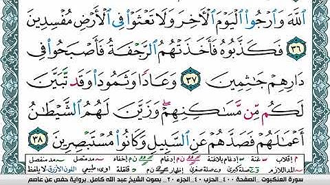 سورة العنكبوت مكتوبة عبد الله كامل Surah Al Ankabot  برواية حفص عن عاصم