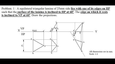 Projection of plane surfaces: Triangular lamina resting on HP with one of its edge using Solid Edge