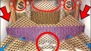 MASSIVE “DOUBLE WALL” OF POKER CHIPS CRASHED DOWN! HIGH LIMIT COIN PUSHER MEGA MONEY CASH JACKPOT!