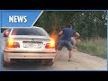 Russian cab driver hurls passenger out of his vehicle for LITTERING