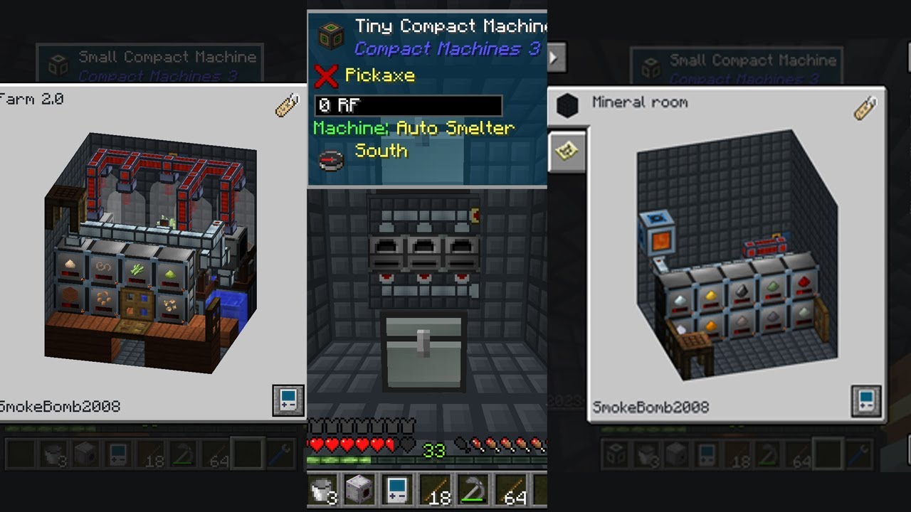 Minecraft Compact Claustrophobia Ep3, Using the small compact machines YouTube