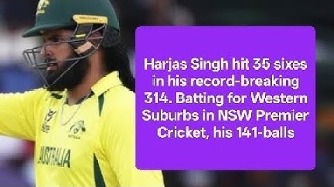 Harjas Singh’s Unbelievable 314 Runs | 35 Sixes  One-Day Match | New World Record 💥🏏
