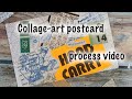 Collage art on a postcard - process video