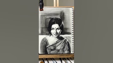 Charcoal Art | Sharmila Tagore Portrait Drawing #art #sketch #charcoal al
