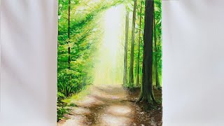 숲 속 사이 빛 아크릴화 과정 Forest and Light Acrylic Tutorial