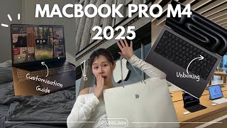 *NEW* MacBook Pro M4 Chip Unboxing 2025 + Customization Guide | 💻✨