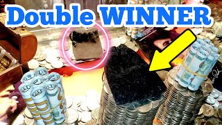DOUBLE WINNER ... Playing The High Limit Coin Pusher Jackpot WON MONEY ASMR