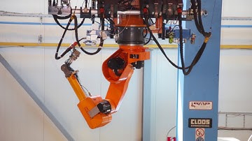 Cloos robot welding waste container at MariComp plant in Tallinn, Estonia