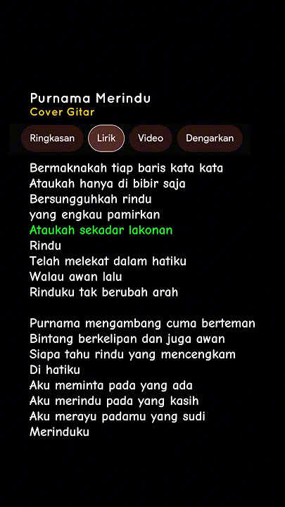 Download lagu LIRIK LAGU PURNAMA MERINDU - SITI NURHALIZA (Bermaknakah tiap baris kata kata) Cover Gitar #lyrics