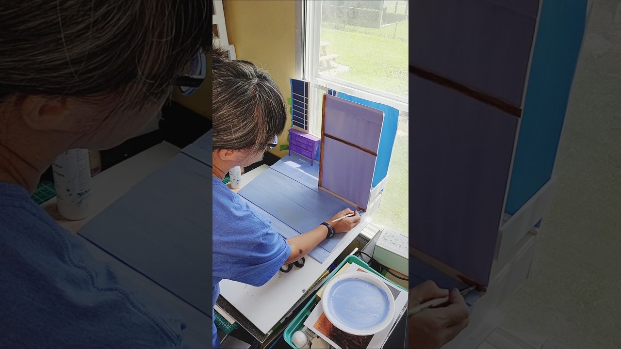 Painting a set from my picture book. #illustrator #artteacher #artist #miniature #diy