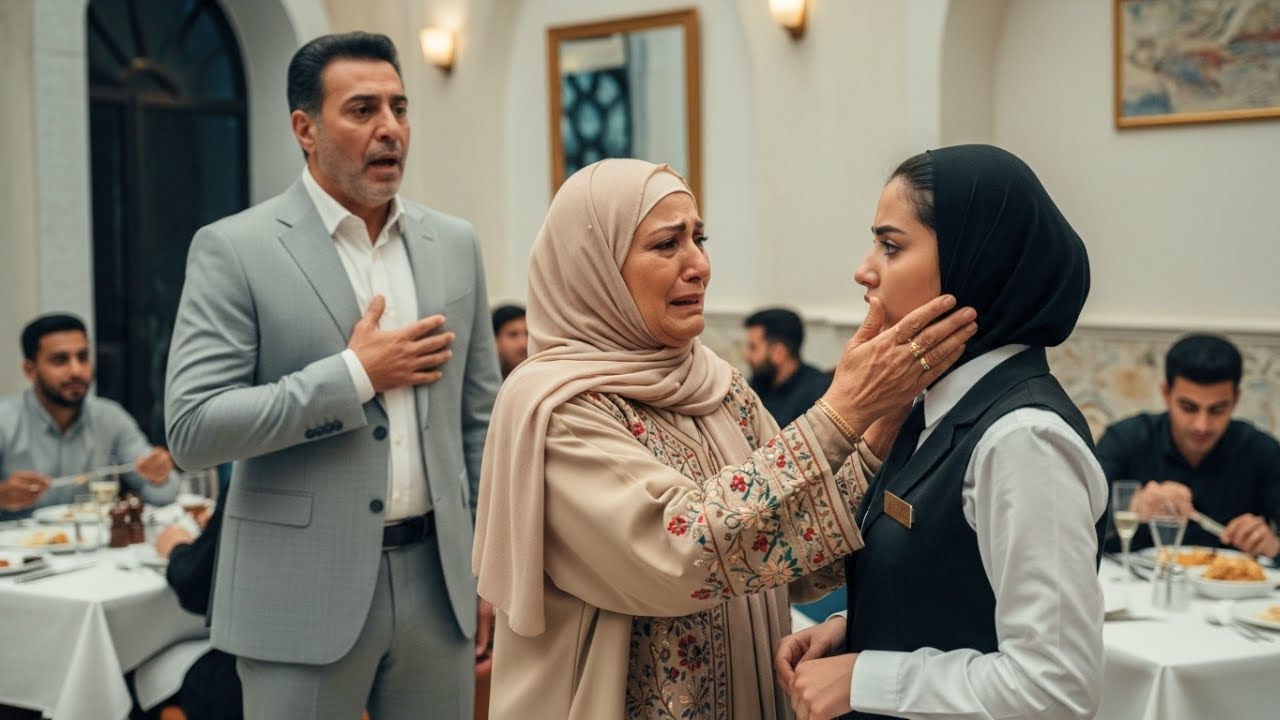 تمسِك يد النادلة وتقول: 