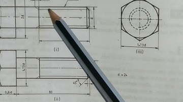 Hexagonal headed bolt. Machine drawing in Malayalam.