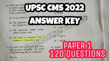 UPSC CMS Answer key Paper 1