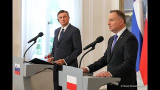 Konferencja prasowa Prezydenta RP Andrzeja Dudy i Prezydenta Słowenii Boruta Pahora
