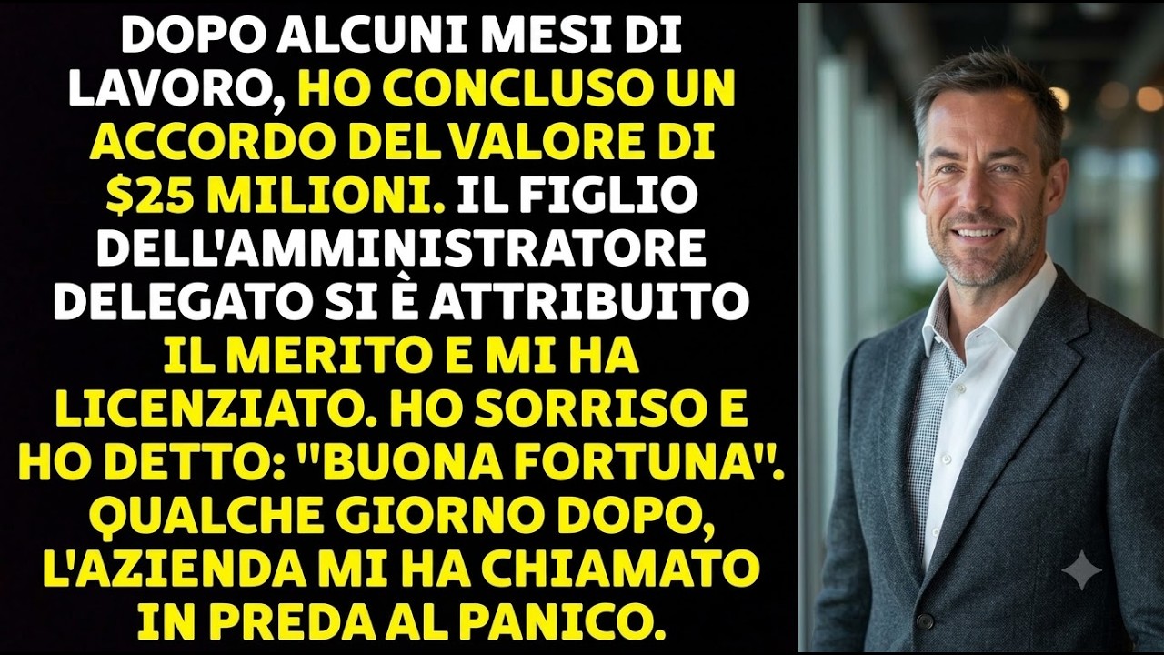 Un martedì come tanti, dopo diciotto anni di lavoro e sacrifici, mi convocarono nell'ufficio dell'amministratore delegato. Credevo fosse per la promozione promessa dopo aver chiuso un contratto da...