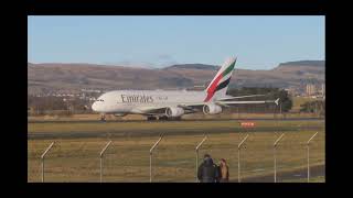 Emirates A380-861 Taxi and Takeoff at Glasgow Airport, GLA