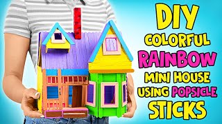 EASY! DIY Colorful Rainbow Mini House Using Popsicle Sticks | FUN CRAFT!