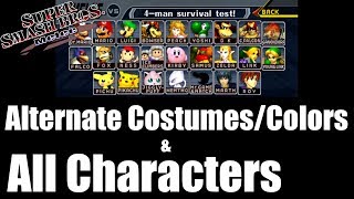 Super Smash Bros Melee - Alternate Costumes/Colors & All Characters