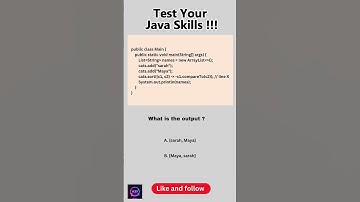 Part 17 Quiz Java | Comment your answer | Like and Follow for more videos #shorts