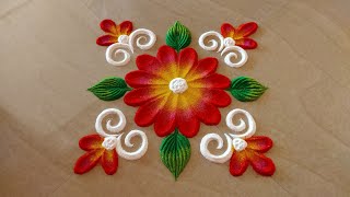 simple rangoli design🌹🌹|| Beginners rangoli design|| Rangoli by kalai