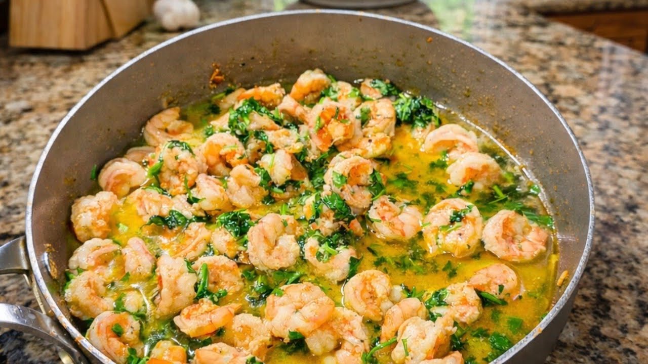 Camarones al Ajo con un Toque de Miel Limon y Cilantro